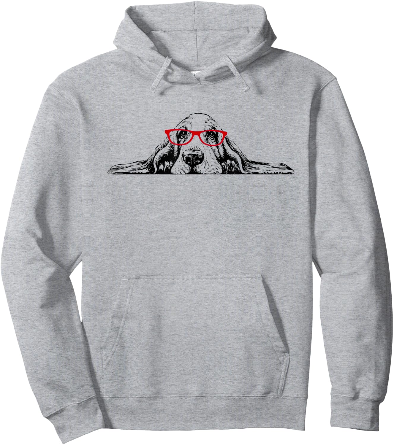 Red Glasses Basset Hound Lover Hoodie - Hoodie | Ash