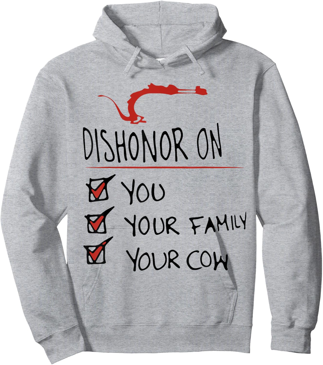 DISHONOR ON YOU YOUR FAMILY YOUR COW funny design Hoodie - Hoodie | Ash