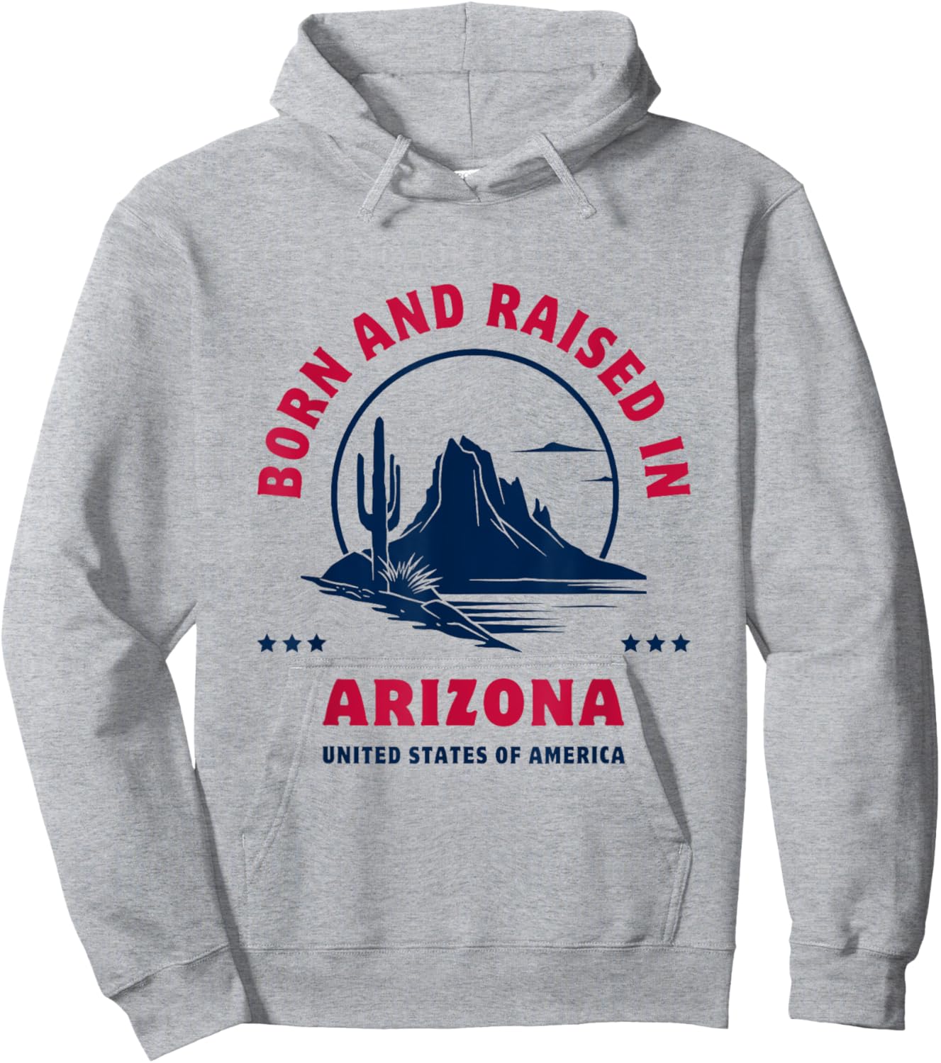 Born and Raised in Arizona. Desert Landscape Silhouette Hoodie - Hoodie | Ash