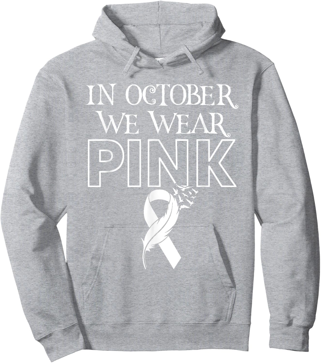 In October We Wear Pink Ribbon Breast Cancer Awareness Month Hoodie - Hoodie | Ash