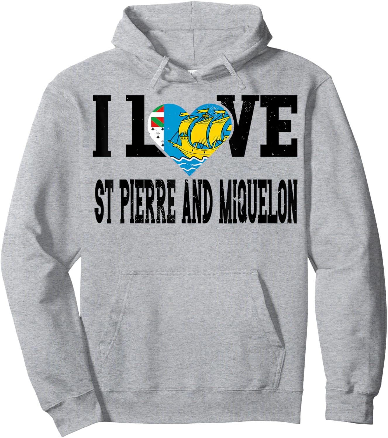 I Love St Pierre and Miquelon Flag Proud Sports Souvenir Hoodie - Hoodie | Ash