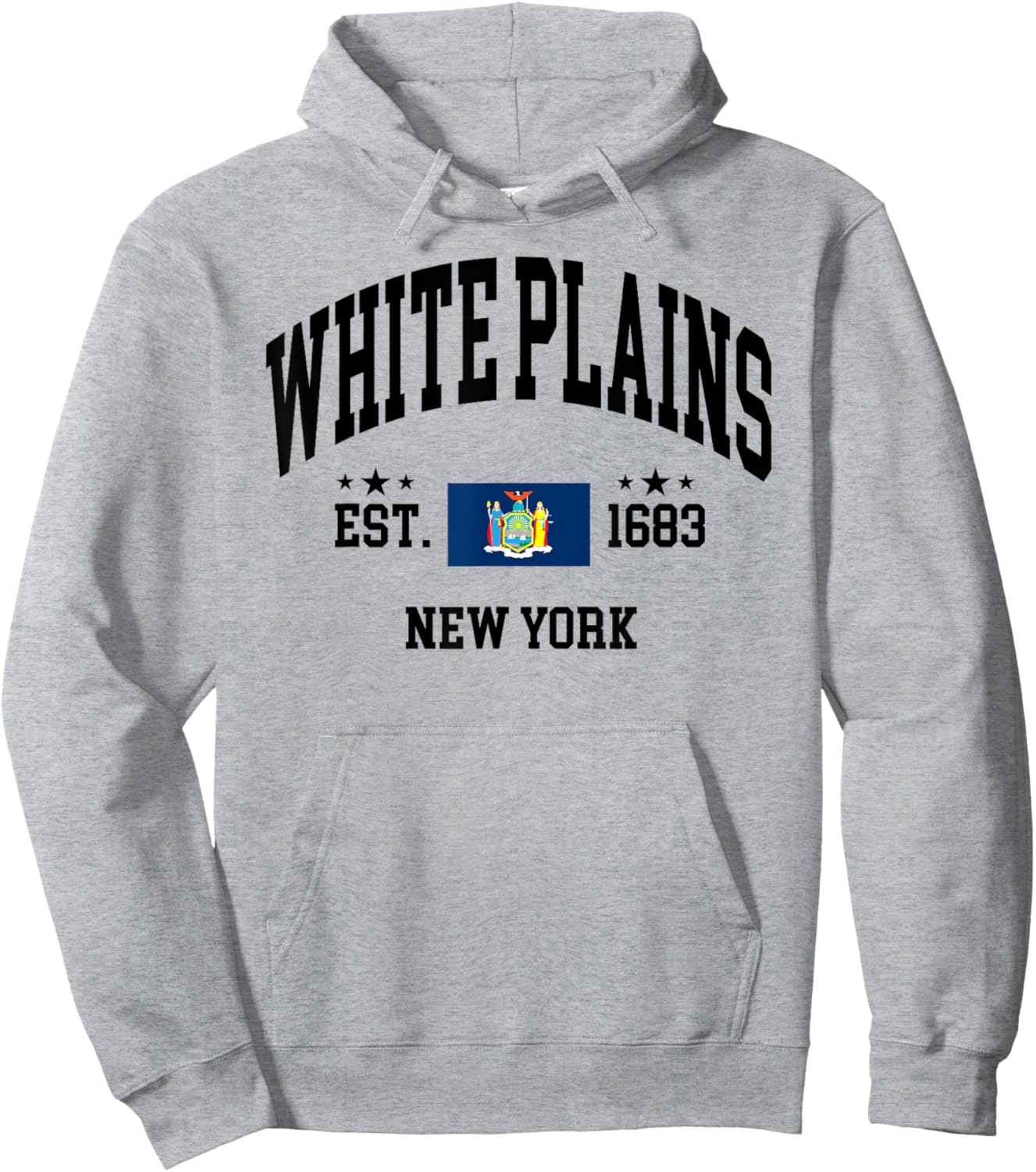 Retro White Plains New York NY Vintage State Patriotic Flag Hoodie - Hoodie | Ash