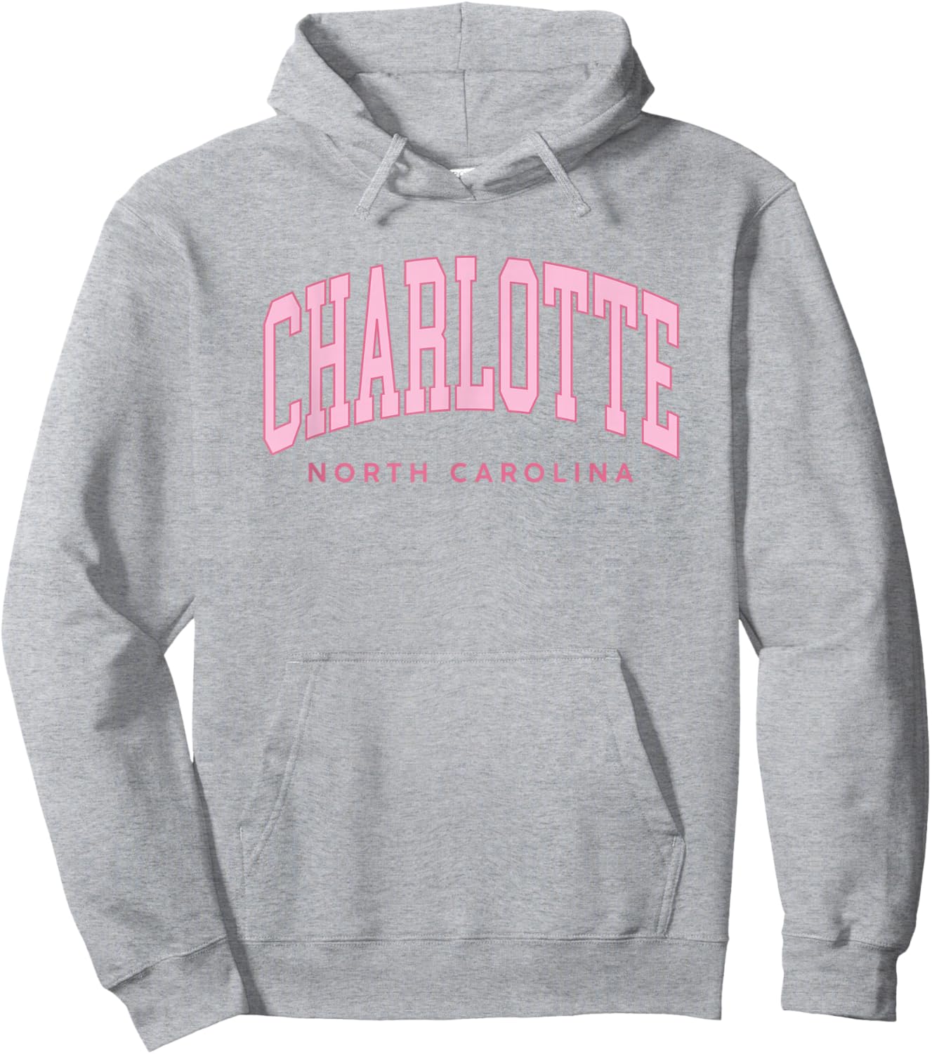 Vintage Charlotte NC Pink Text Retro Preppy Throwback Women Hoodie - Hoodie | Ash