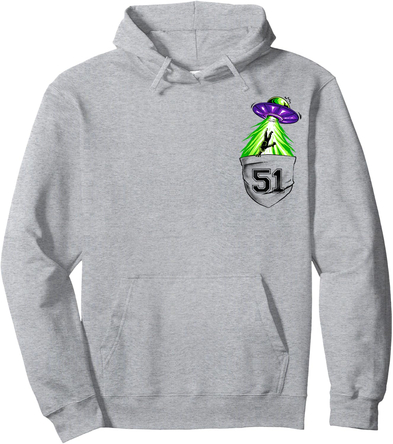 Alien Ship In Pocket Funny UFO Abduction Hoodie - Hoodie | Ash