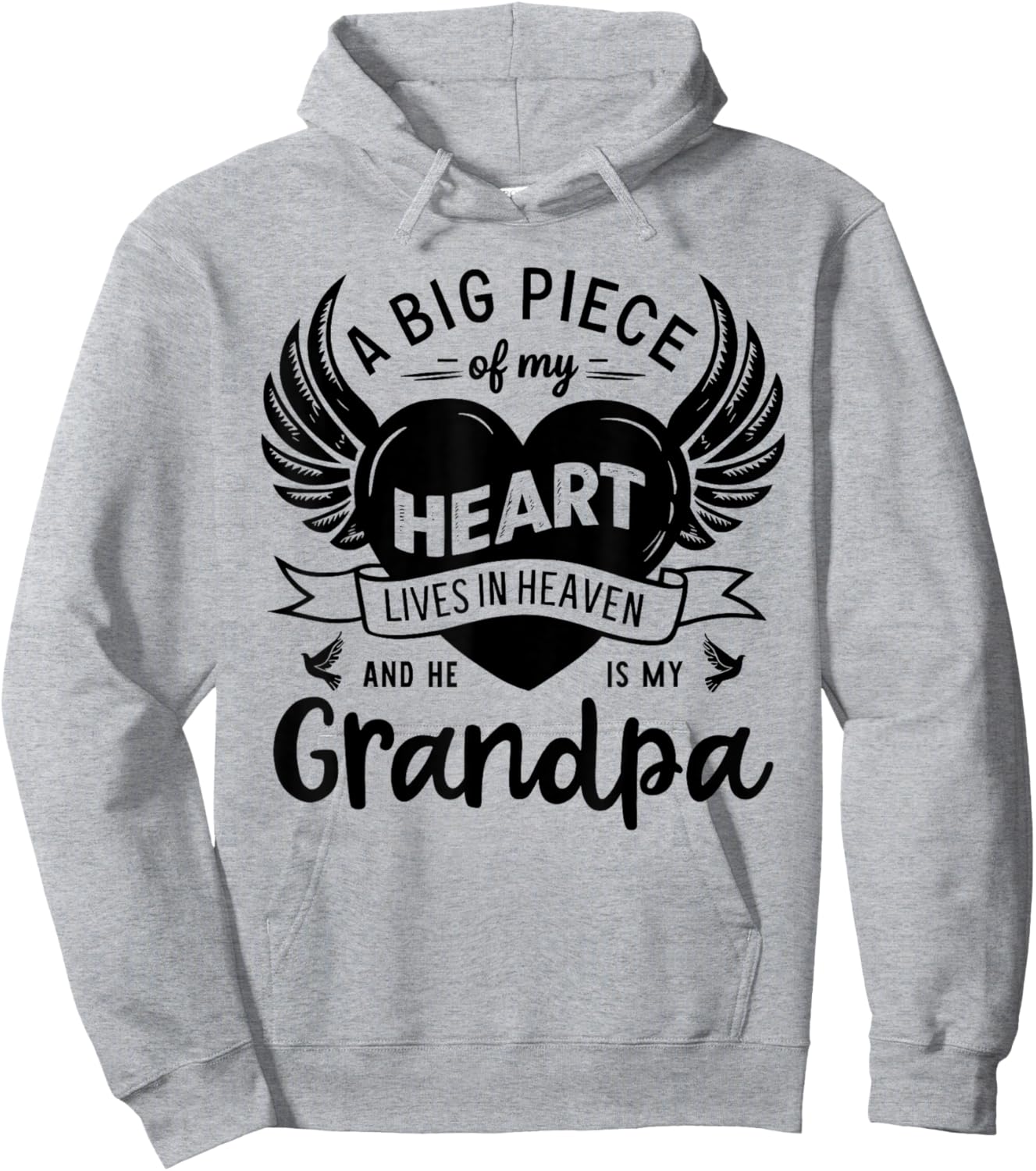 My Heart Lives In Heaven He Is My Grandpa Guardian Angel Hoodie - Hoodie | Ash