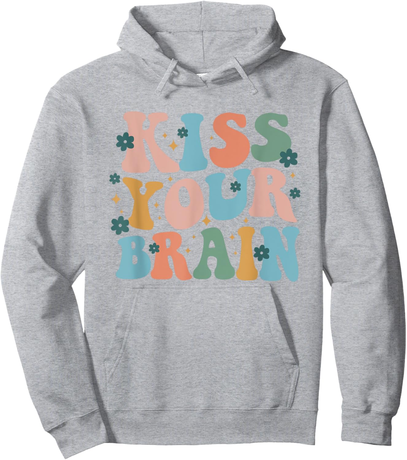 Kiss Your Brain Teacher Inspire Educate Groovy Retro Vintage Hoodie - Hoodie | Ash