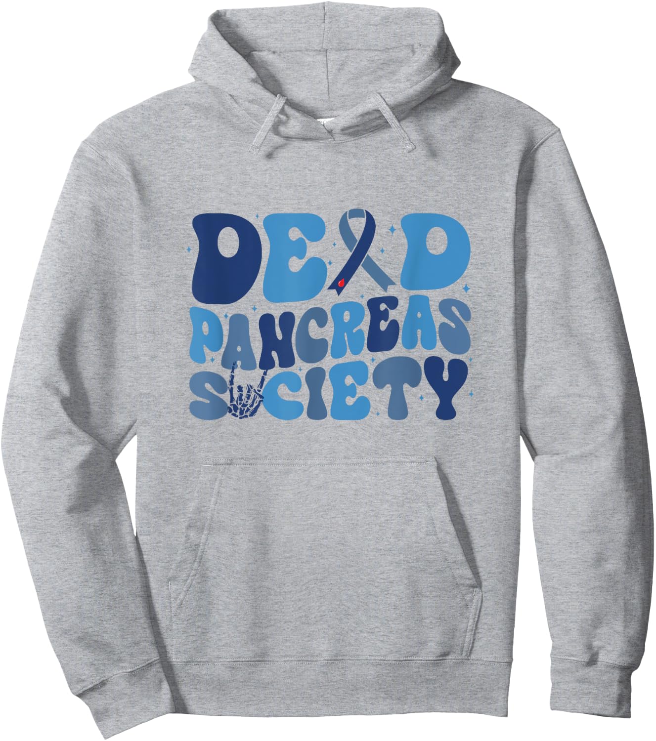 Retro Dead Pancreas Society Funny T1D Diabetes Awareness Hoodie - Hoodie | Ash