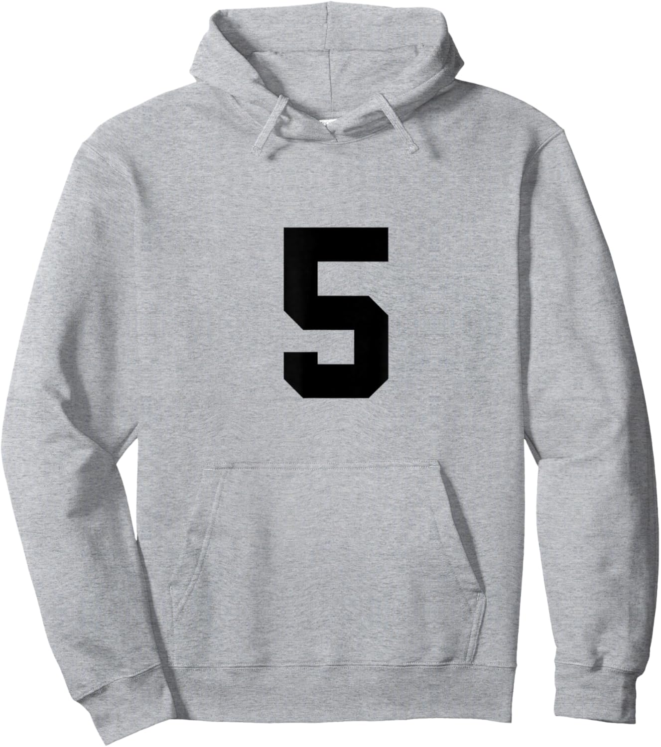 Number 5 (on Front / Back) Sports Team Jersey Number Hoodie - Hoodie | Ash