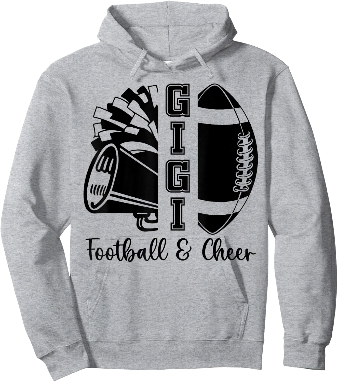 Football Cheer Gigi Grandma High School Cheerleader Pom Pom Hoodie - Hoodie | Ash