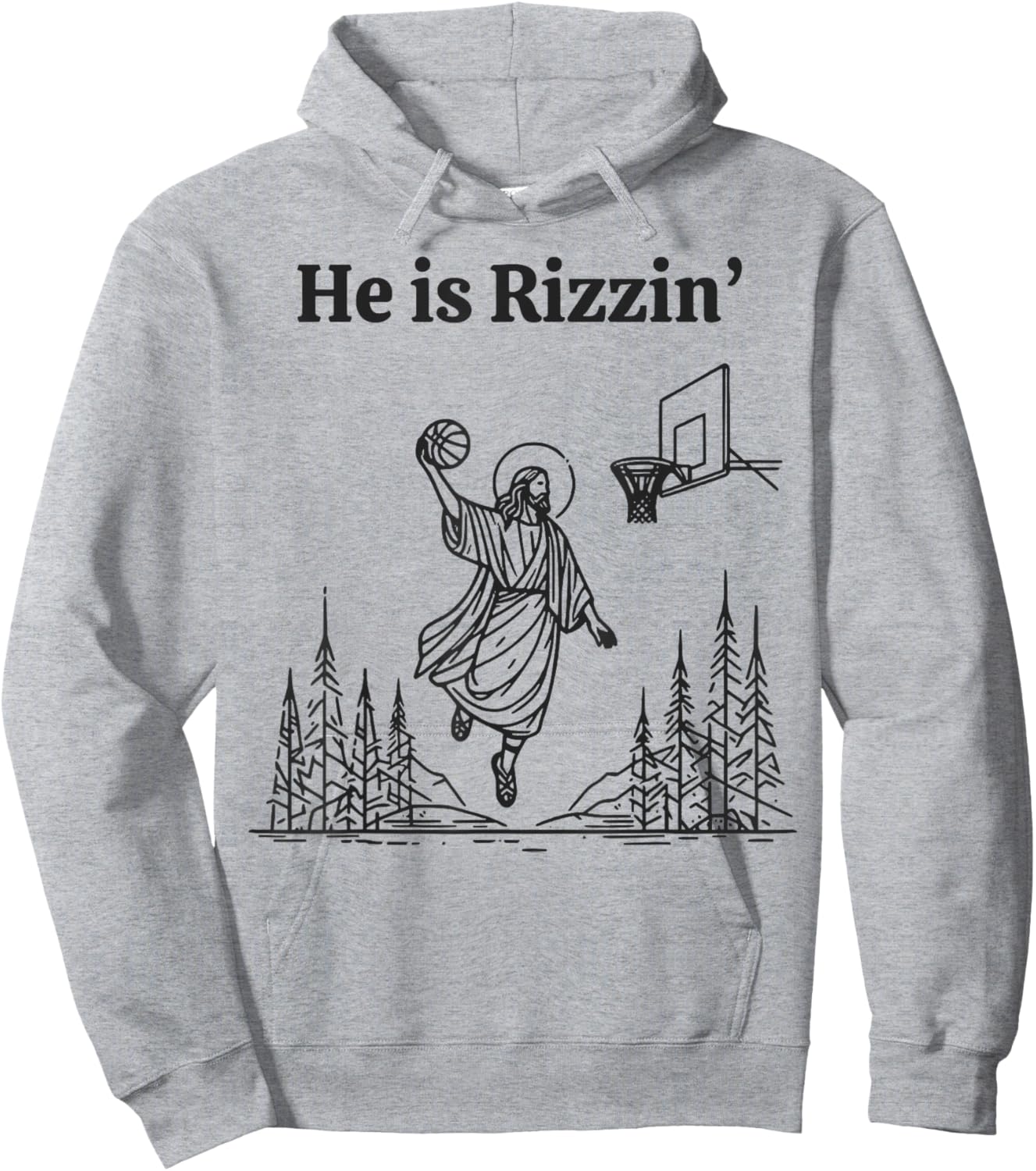 He Is Rizzin Shirt Basketball Jesus Funny Easter Christian Hoodie - Hoodie | Ash