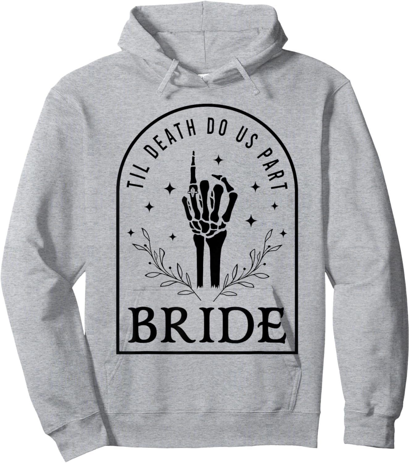 Bride Groom Skeleton Gothic Halloween Engagement Wedding Hoodie - Hoodie | Ash