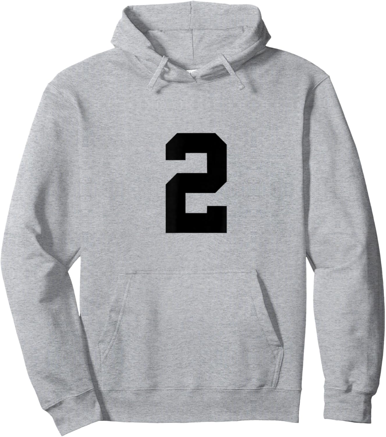 Number 2 (on Front / Back) Sports Team Jersey Number Hoodie - Hoodie | Ash