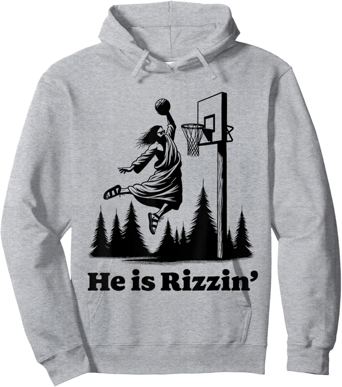 He Is Risen Meme Jesus Playing Basketball Funny Easter Hoodie - Hoodie | Ash