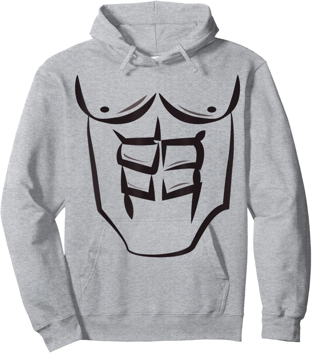 Chest Six Pack Abs Halloween Costume - Bodybuilder Outline Hoodie - Hoodie | Ash