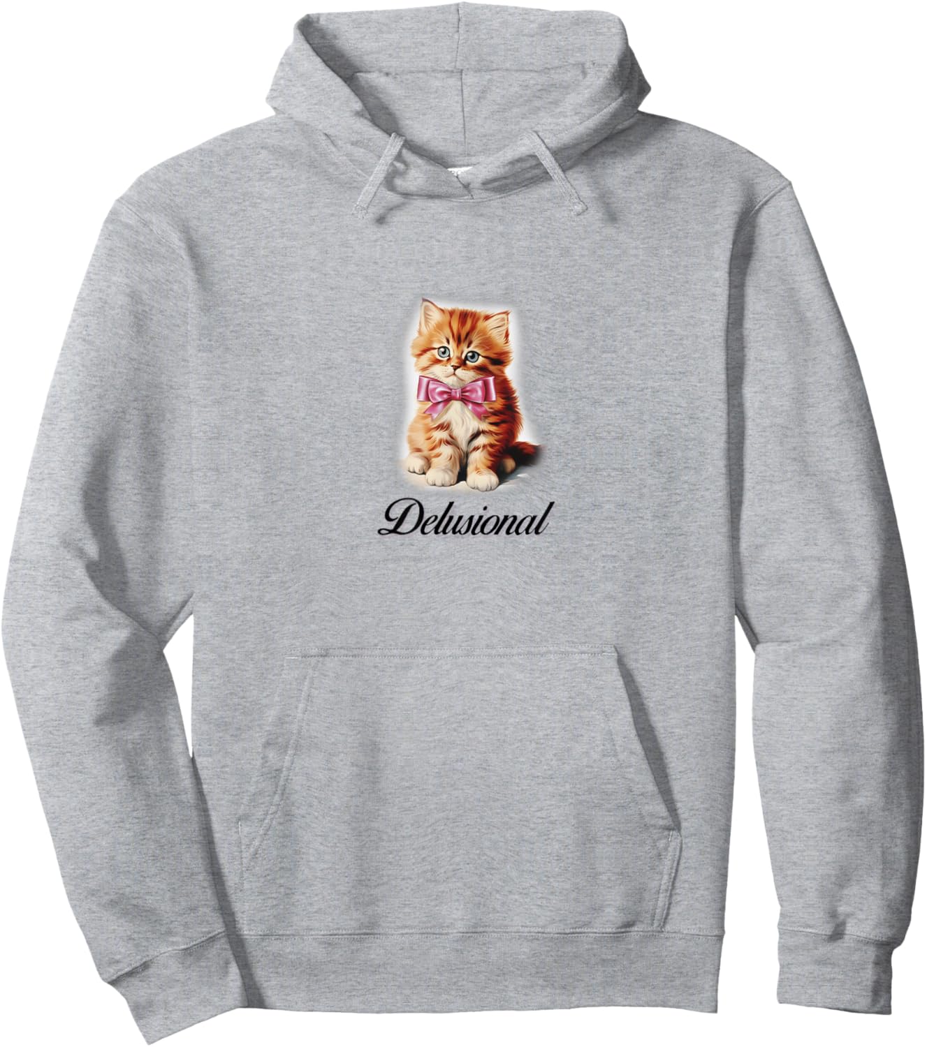 Delusional Coquette Kitten Pink Bow Ribbon Y2K Aesthetic Hoodie - Hoodie | Ash