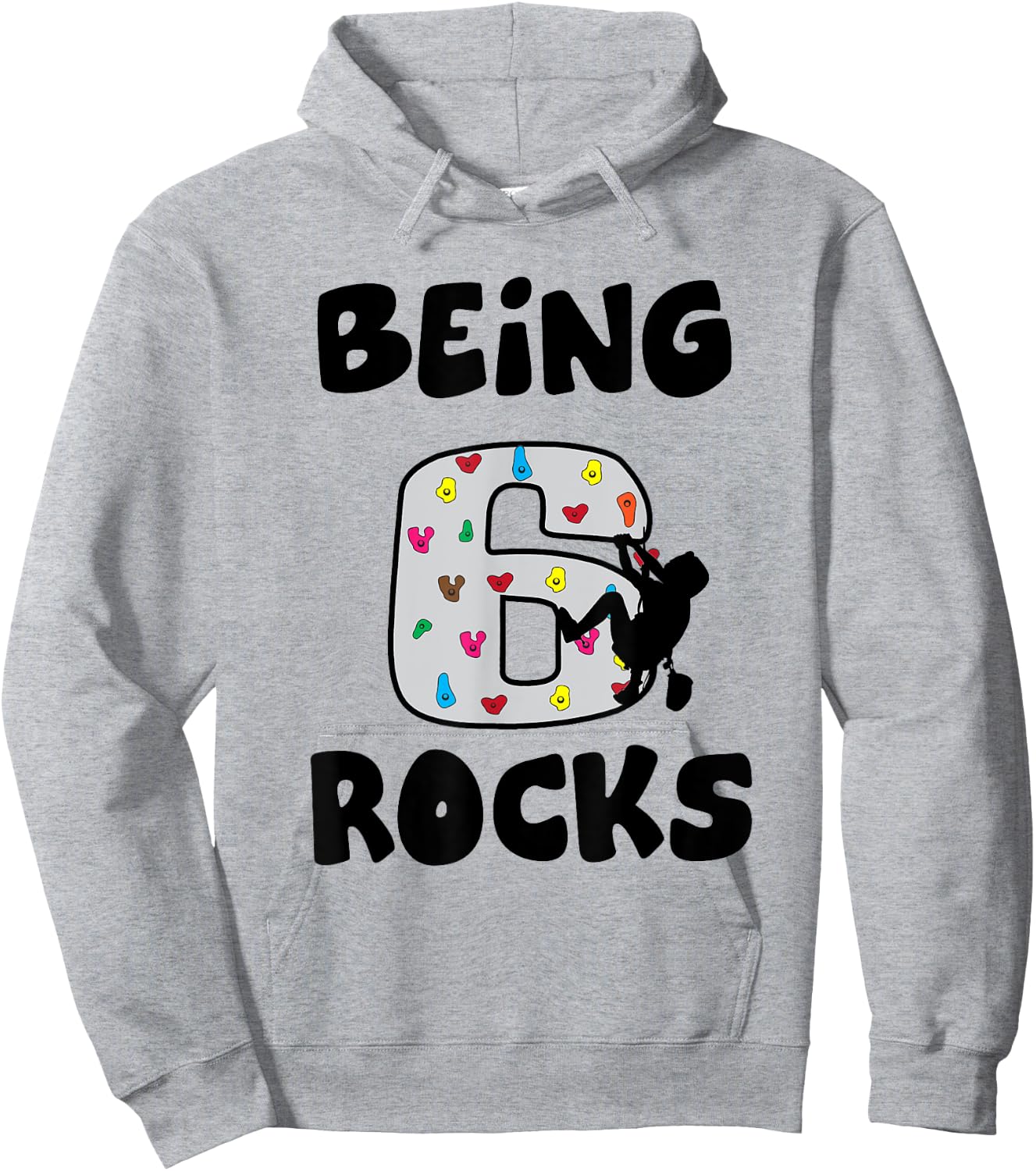 Rock Climbing Funny 6 Years Old 6th Birthday Gift Kids Hoodie - Hoodie | Ash
