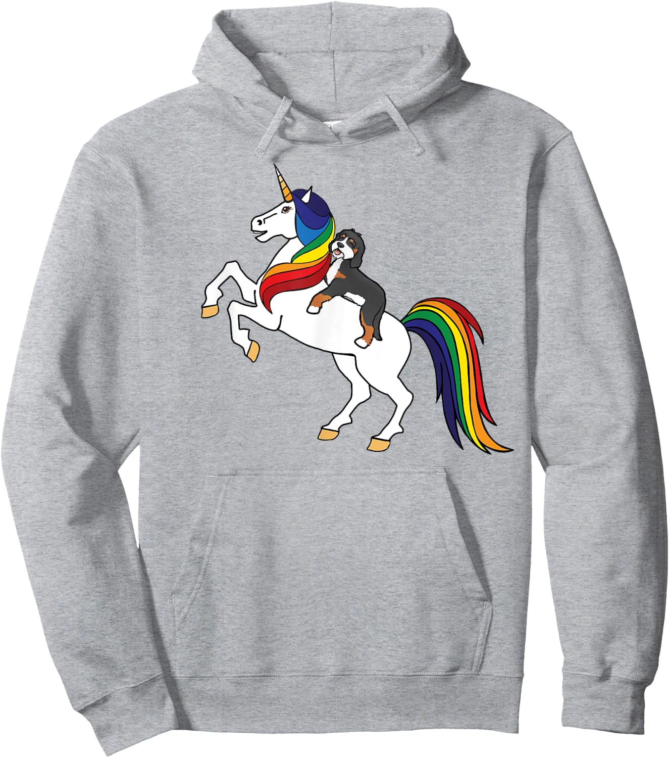 Cute Kids Girls Unicorn Bernedoodle Dog Lover Hoodie - Hoodie | Ash