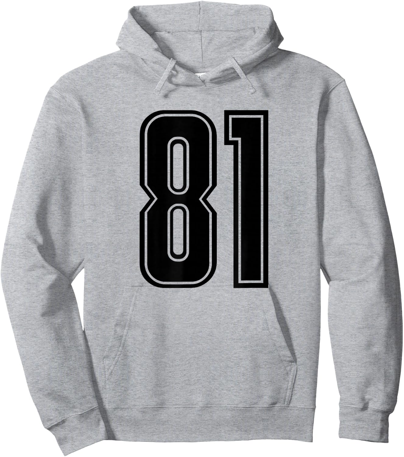 Number 81 Black Sports Team Varsity Number 81 Hoodie - Hoodie | Ash