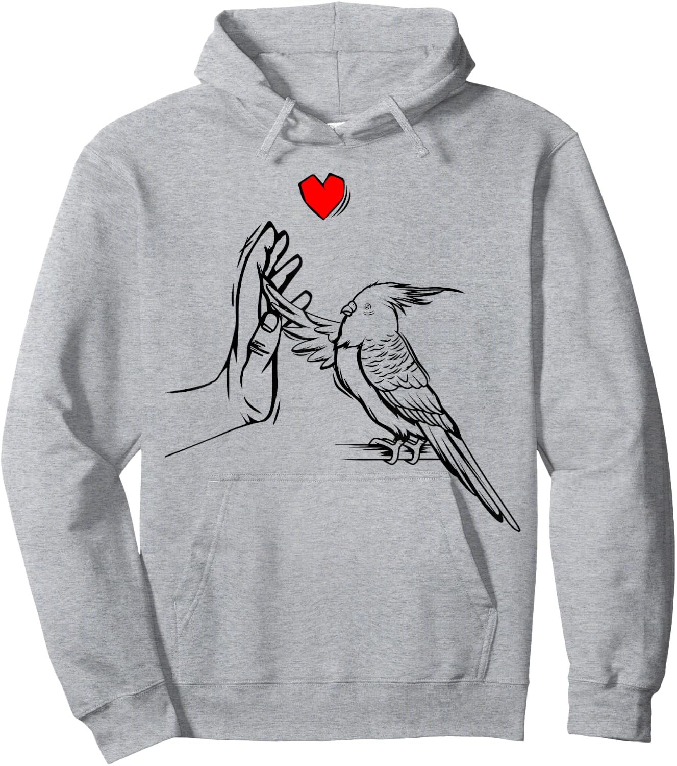 Cockatiel Love Heart Bird Parrot Hoodie - Hoodie | Ash