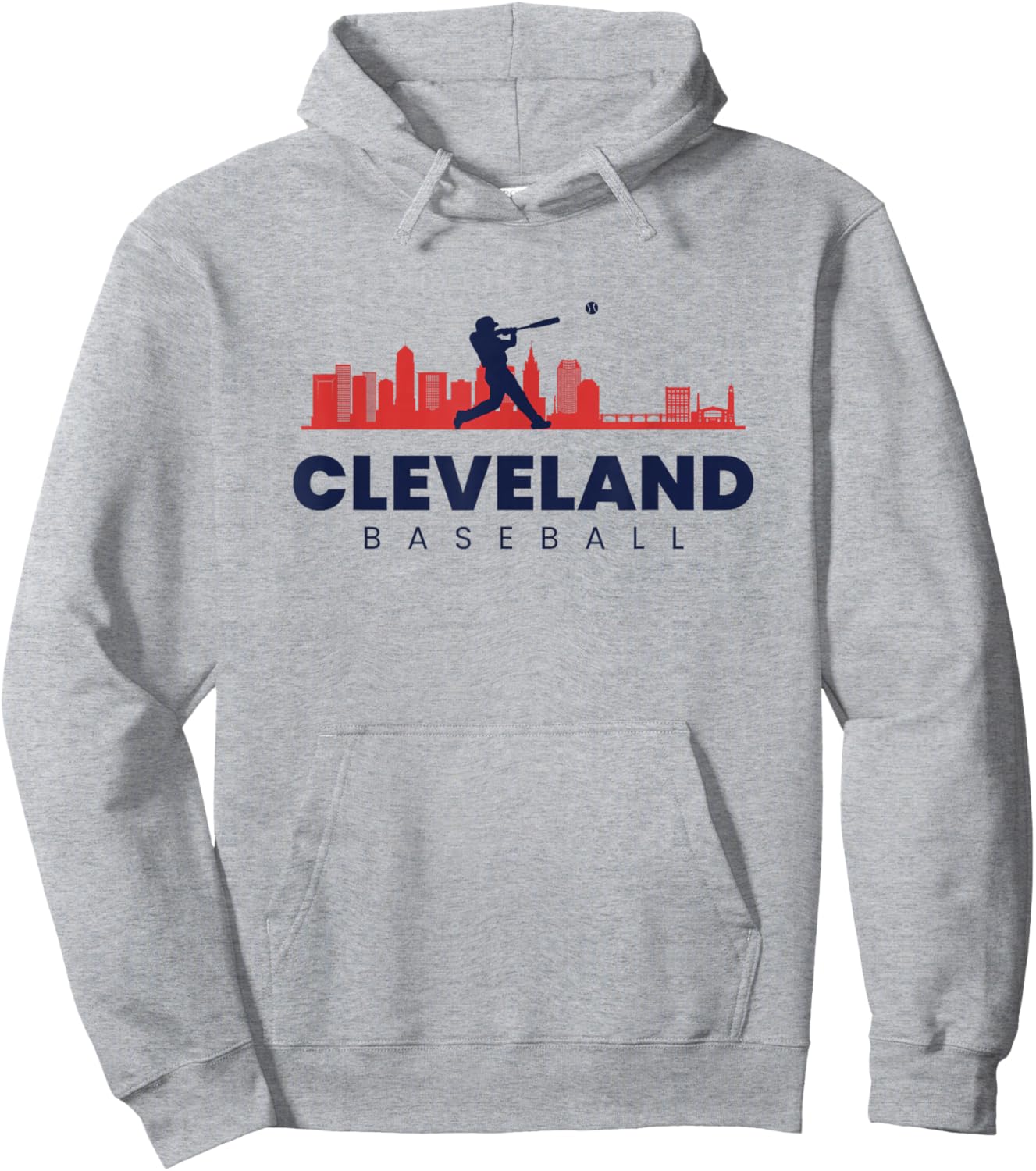 Cleveland Baseball Minimalist City Skyline Baseball Lover Hoodie - Hoodie | Ash