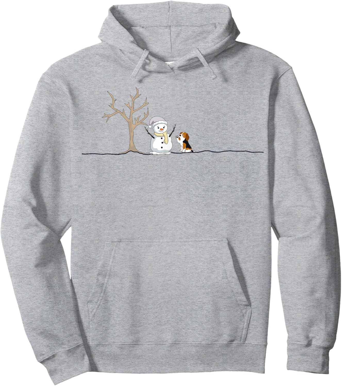 Funny Beagle Dog Christmas Snowman Xmas Lights Pajama Hoodie - Hoodie | Ash