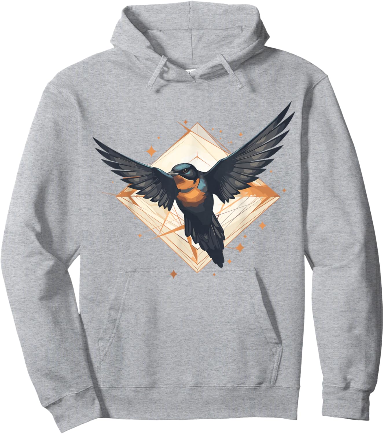 Barn Swallow Geometric Patten Art,Cute Barn Swallow Lover Hoodie - Hoodie | Ash