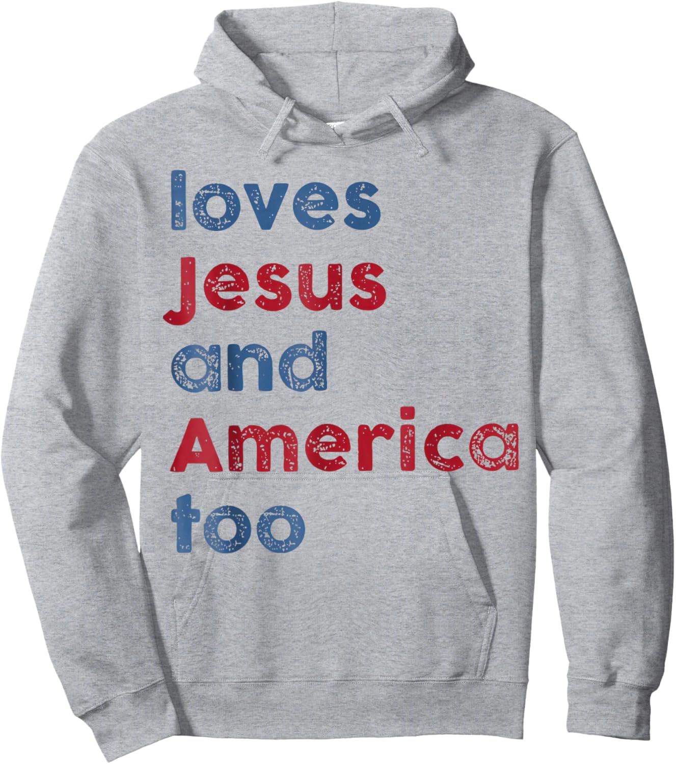 God Christian 4th of July Loves Jesus and America Too Hoodie - Hoodie | Ash
