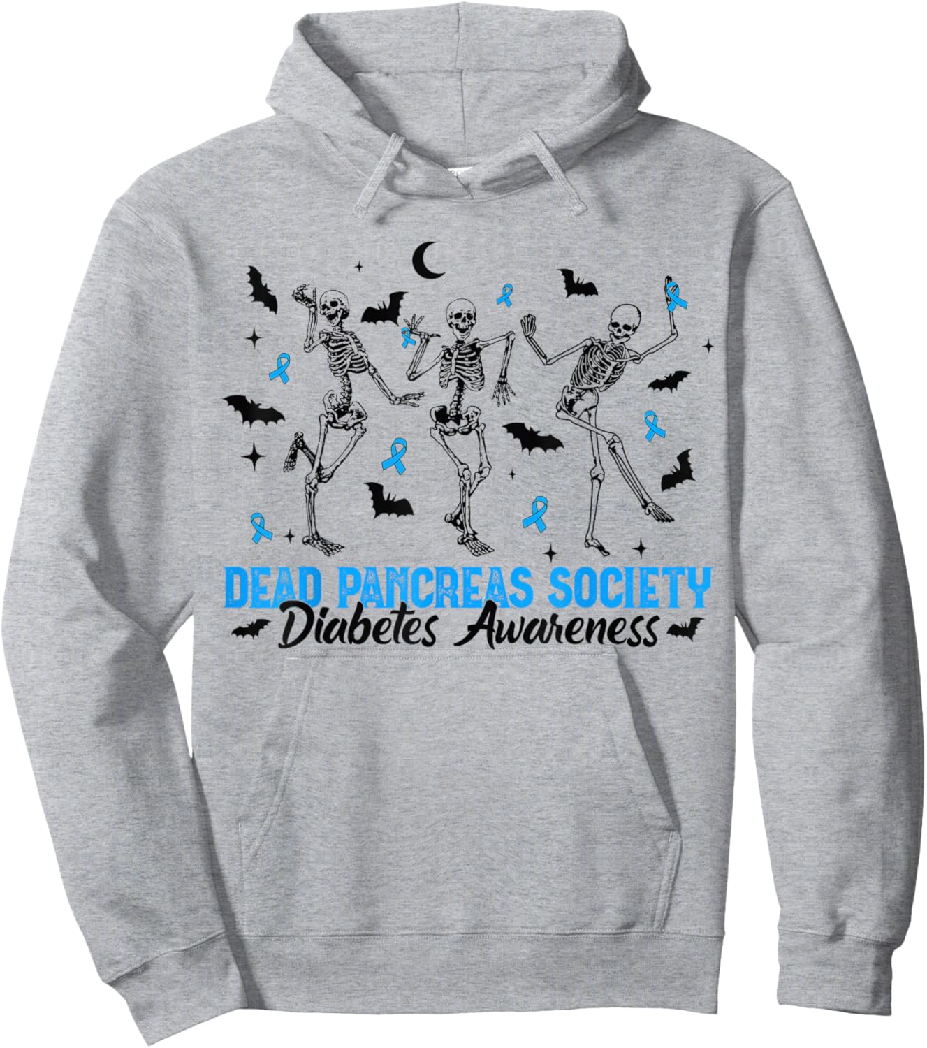 Dead Pancreas Society Diabetes Awareness Dancing Skeleton Hoodie - Hoodie | Ash
