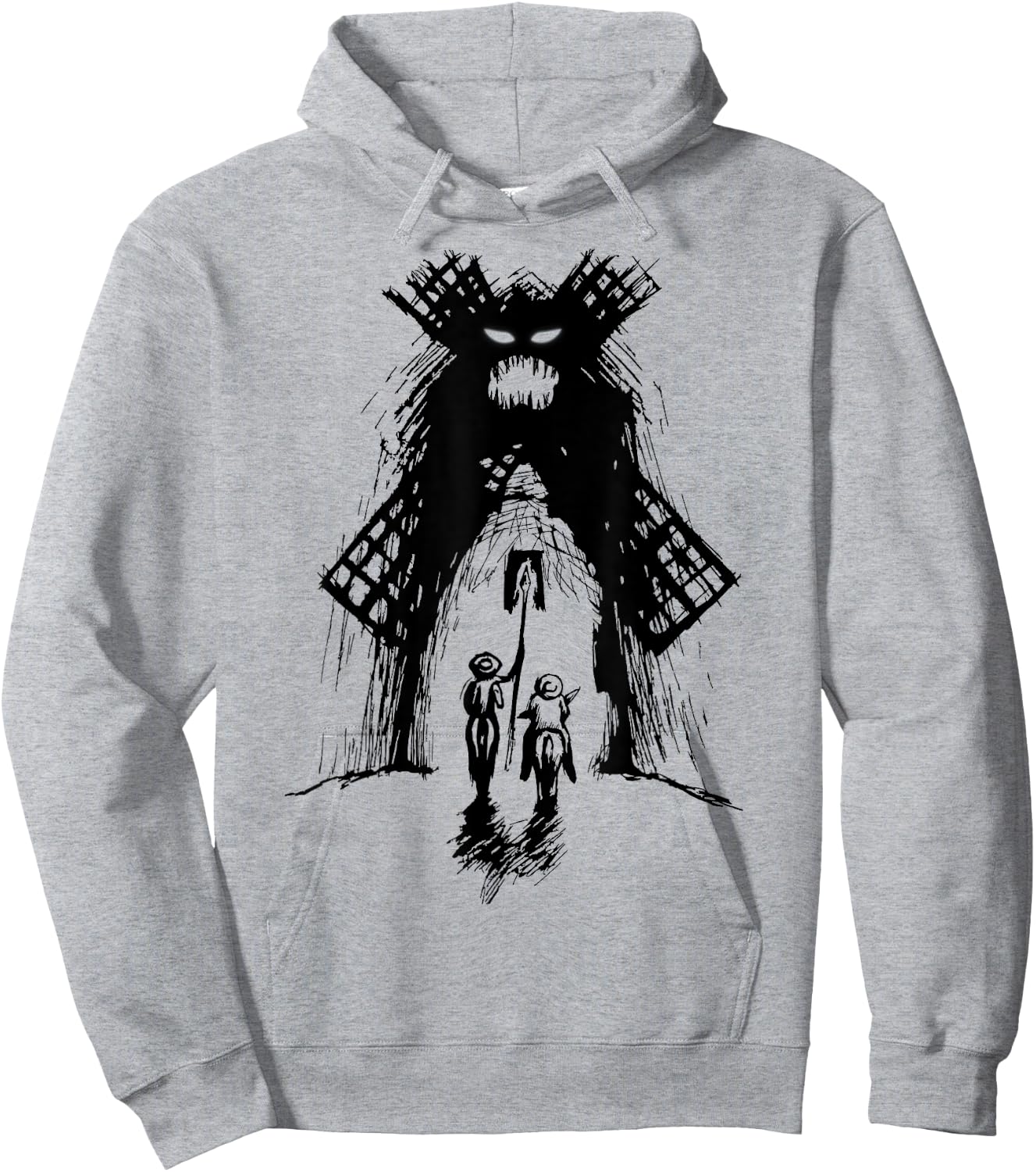 Don Quixote and Sancho vs Monster Windmill Hoodie - Hoodie | Ash