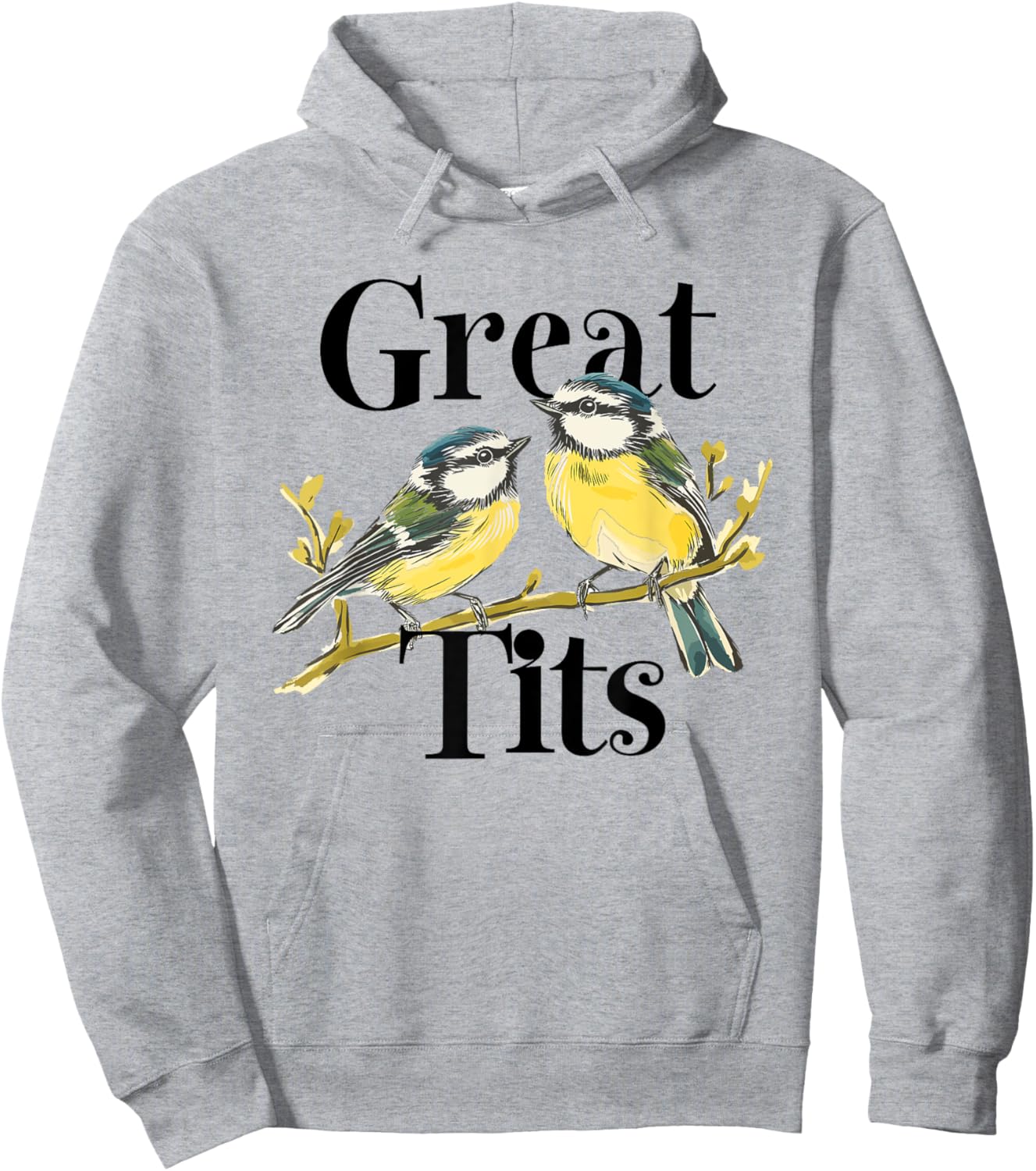 Great Tits Funny Ornithology Bird Great Tit English Hoodie - Hoodie | Ash