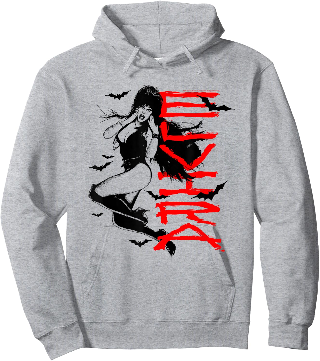 Elvira, Mistress of The Dark Stacked Name with Bats Hoodie - Hoodie | Ash