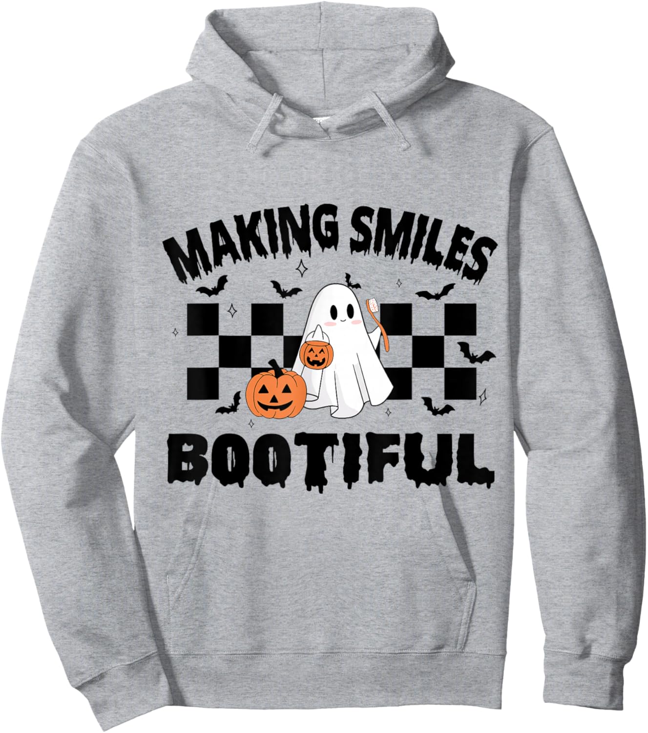 Making Smiles Bootiful Halloween Funny Ghost Dentist Dental Hoodie - Hoodie | Ash