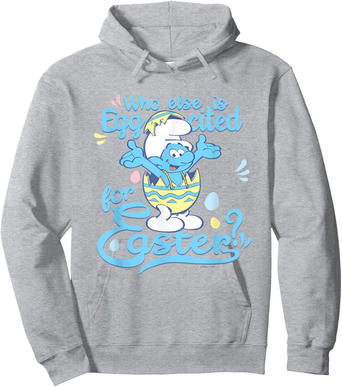 The Smurfs Who Else Is Eggcited For Easter? Big Chest Poster Hoodie - Hoodie | Ash