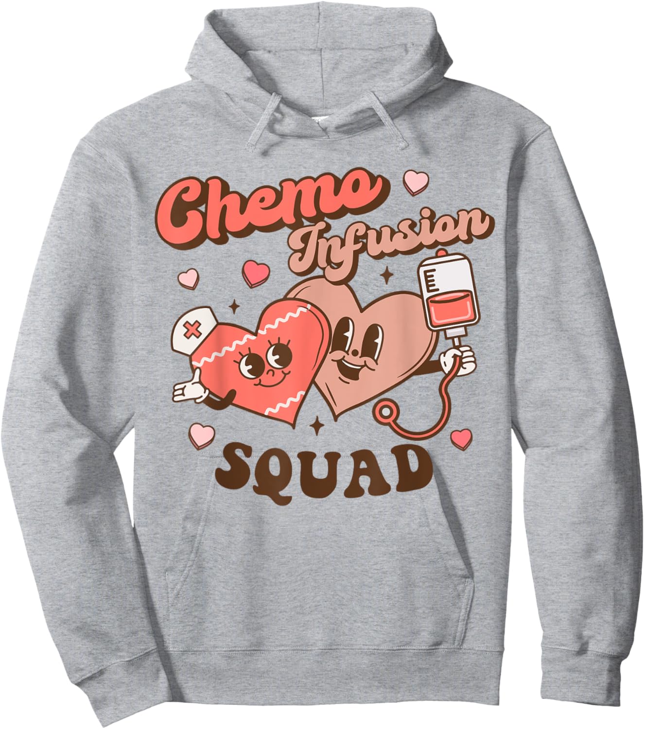 Chemo Infusion Nurse Groovy Valentine's Day Oncology Squad Hoodie - Hoodie | Ash