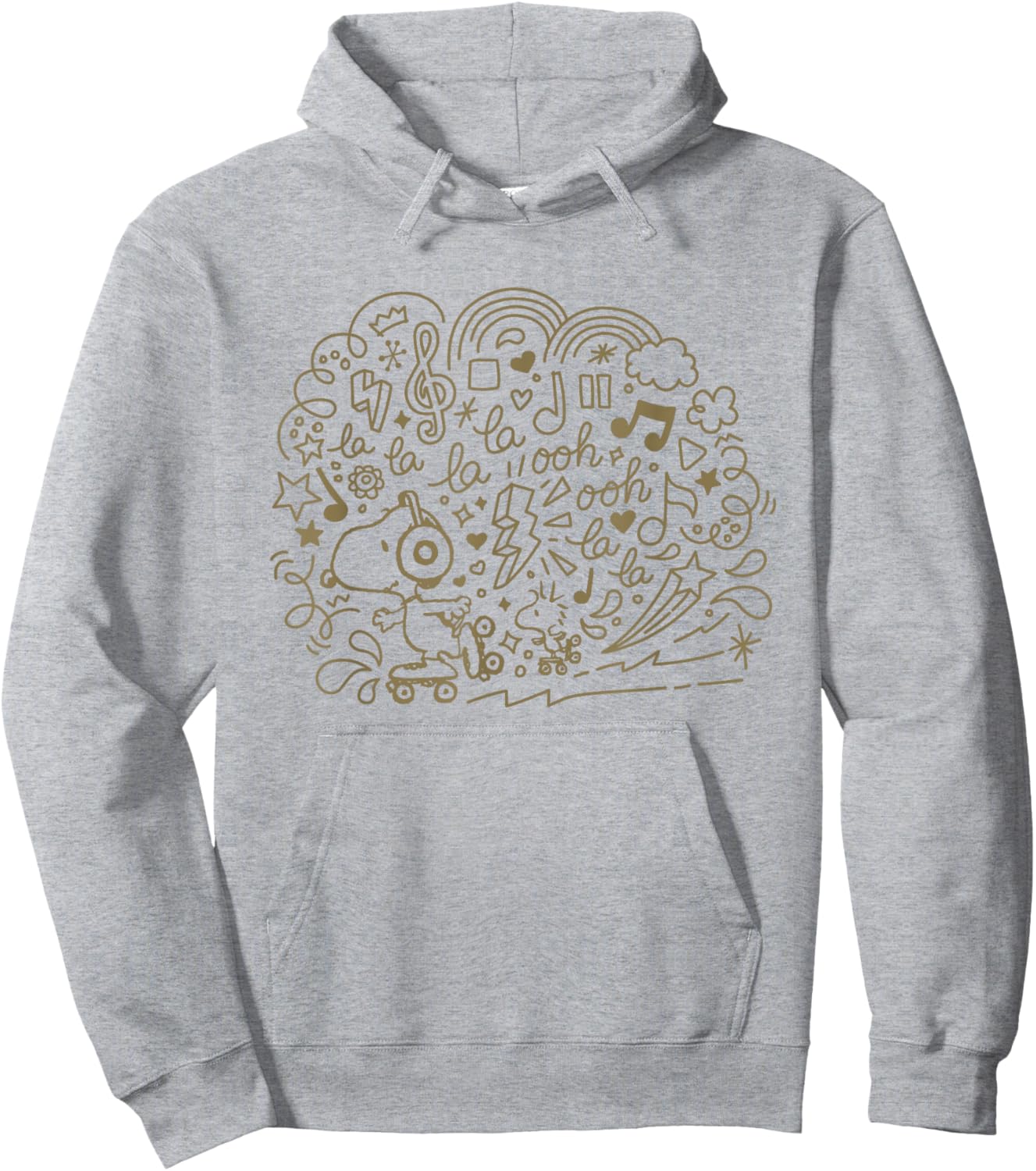 Peanuts Snoopy Skating And Listening To Music Hoodie - Hoodie | Ash