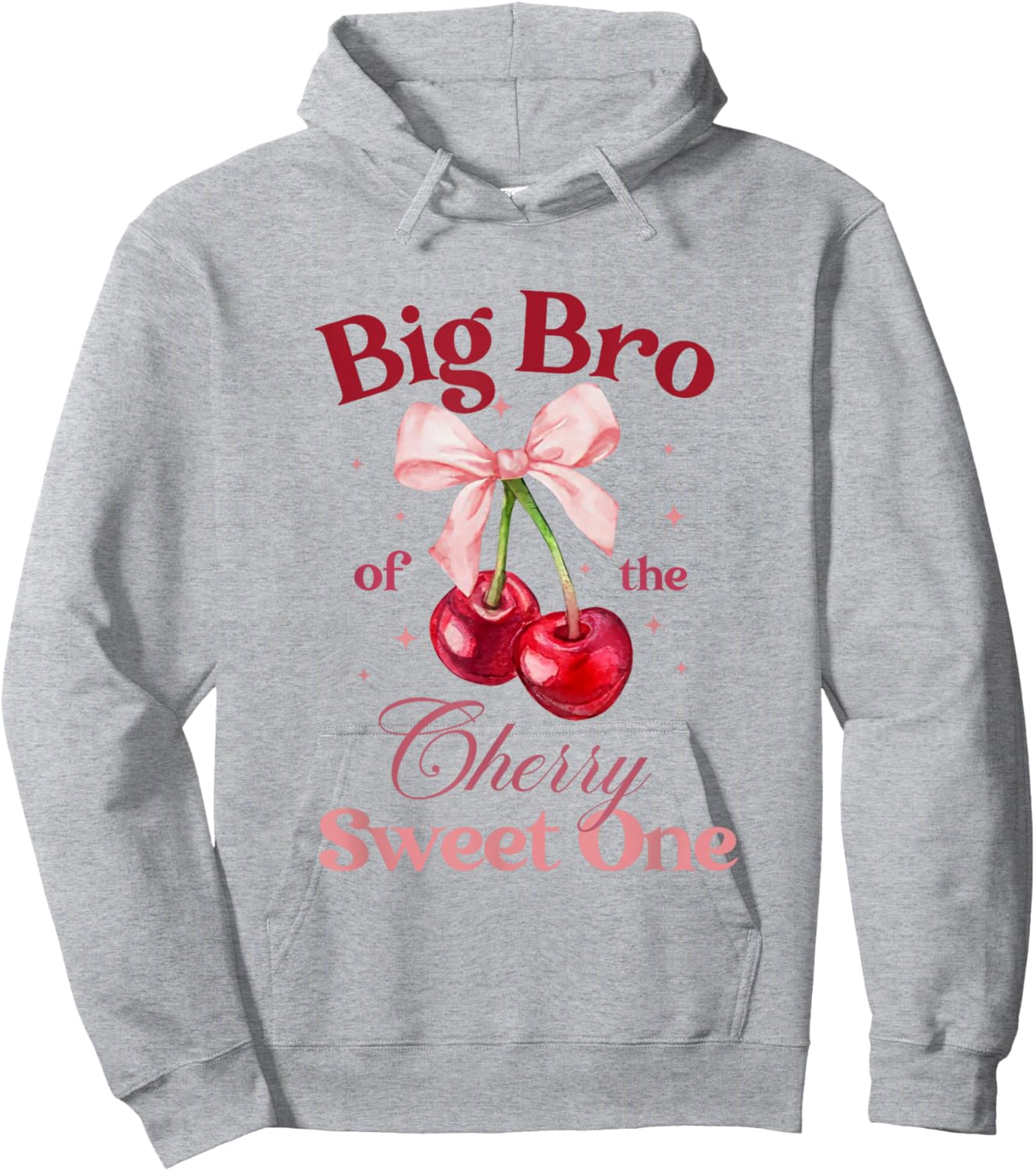 Brother of The Cherry Sweet One Preppy Bow First Birthday Hoodie - Hoodie | Ash