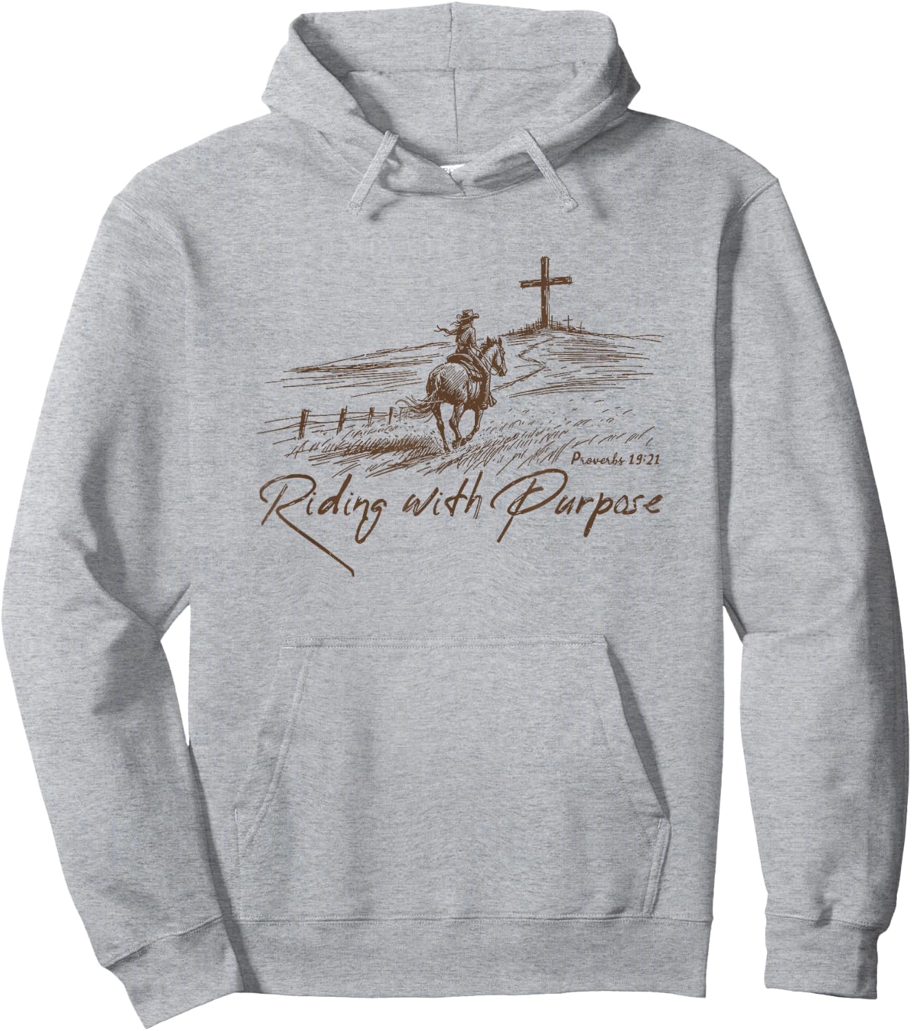 Riding With Purpose , Proverbs 19:21 Christian Country Hoodie - Hoodie | Ash