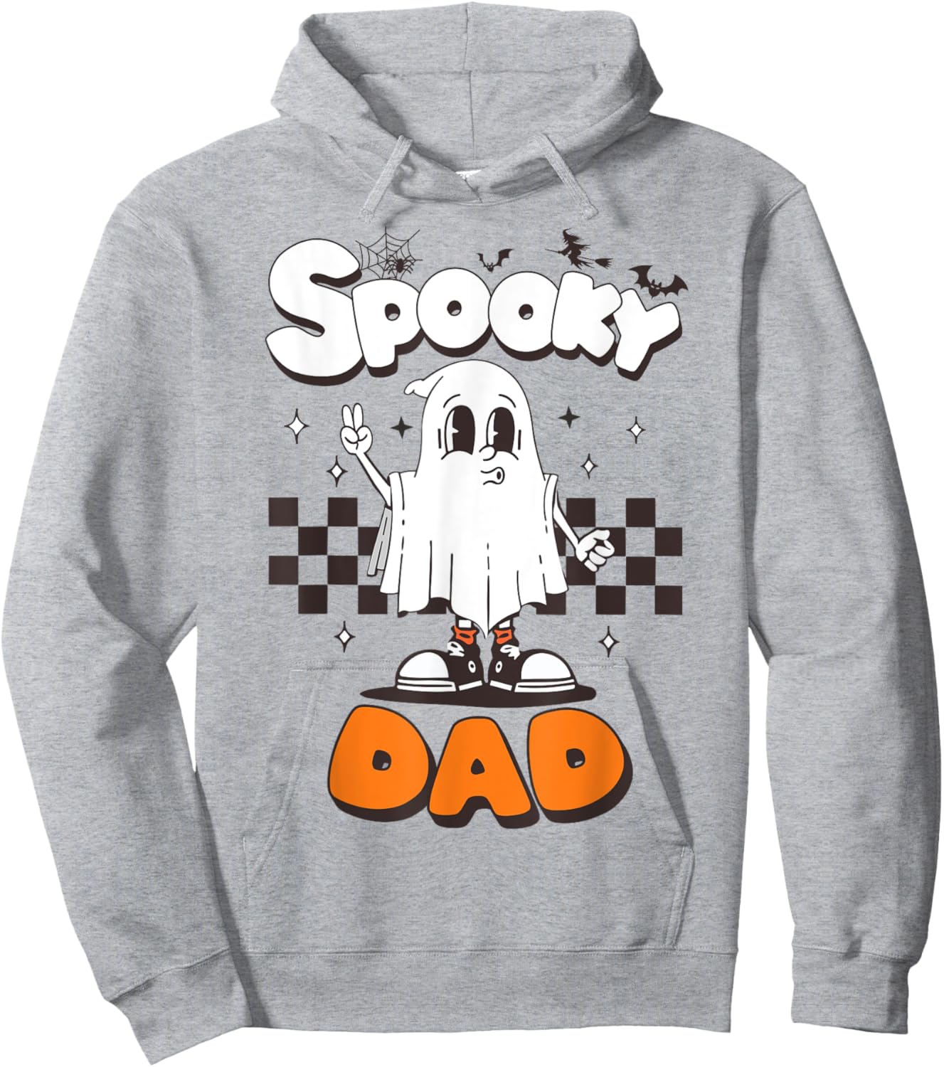 Spooky Dad Halloween Ghost Costume Retro Groovy Halloween Hoodie - Hoodie | Ash