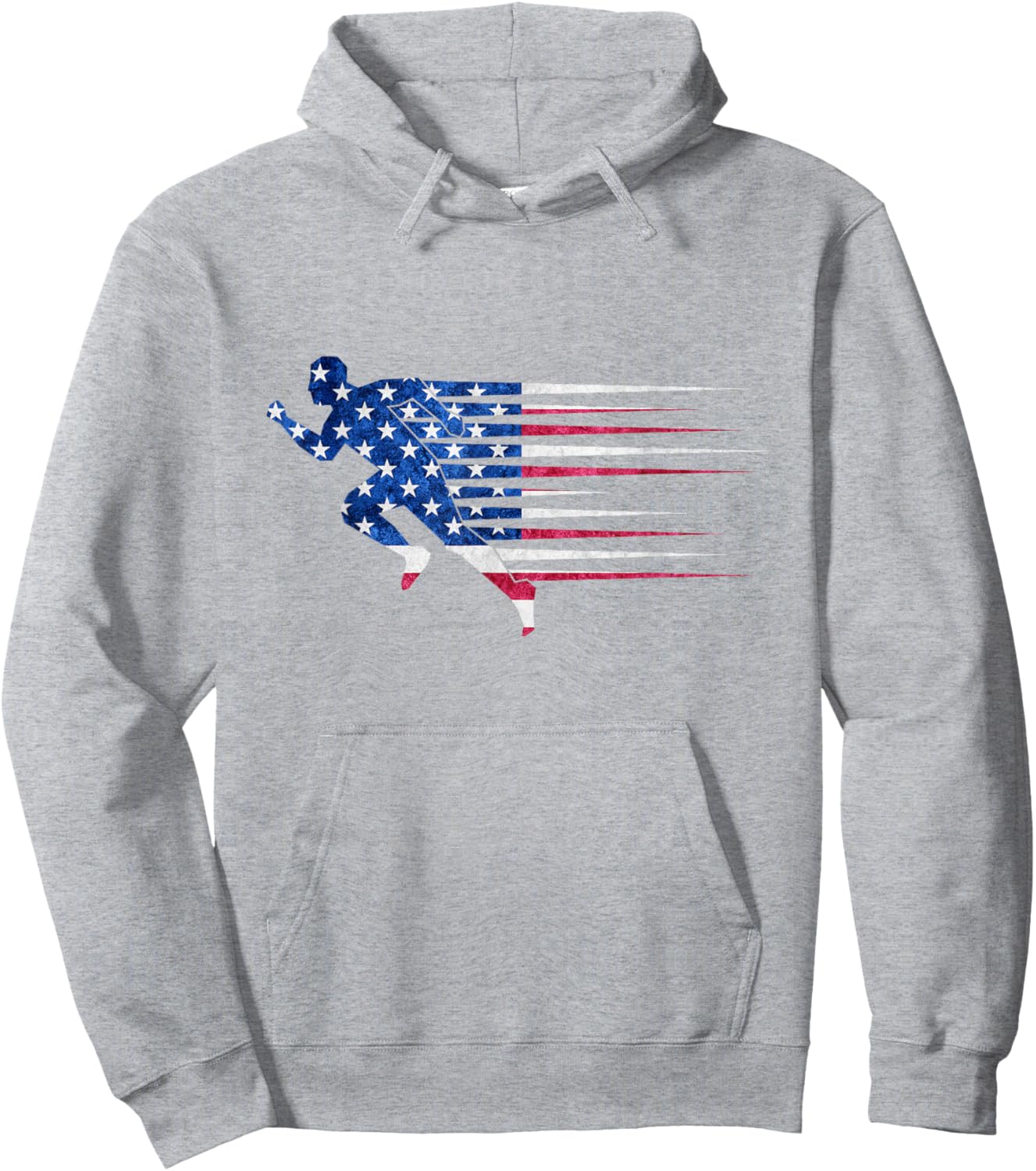 Patriotic Running USA American Flag Track and Field Team Hoodie - Hoodie | Ash