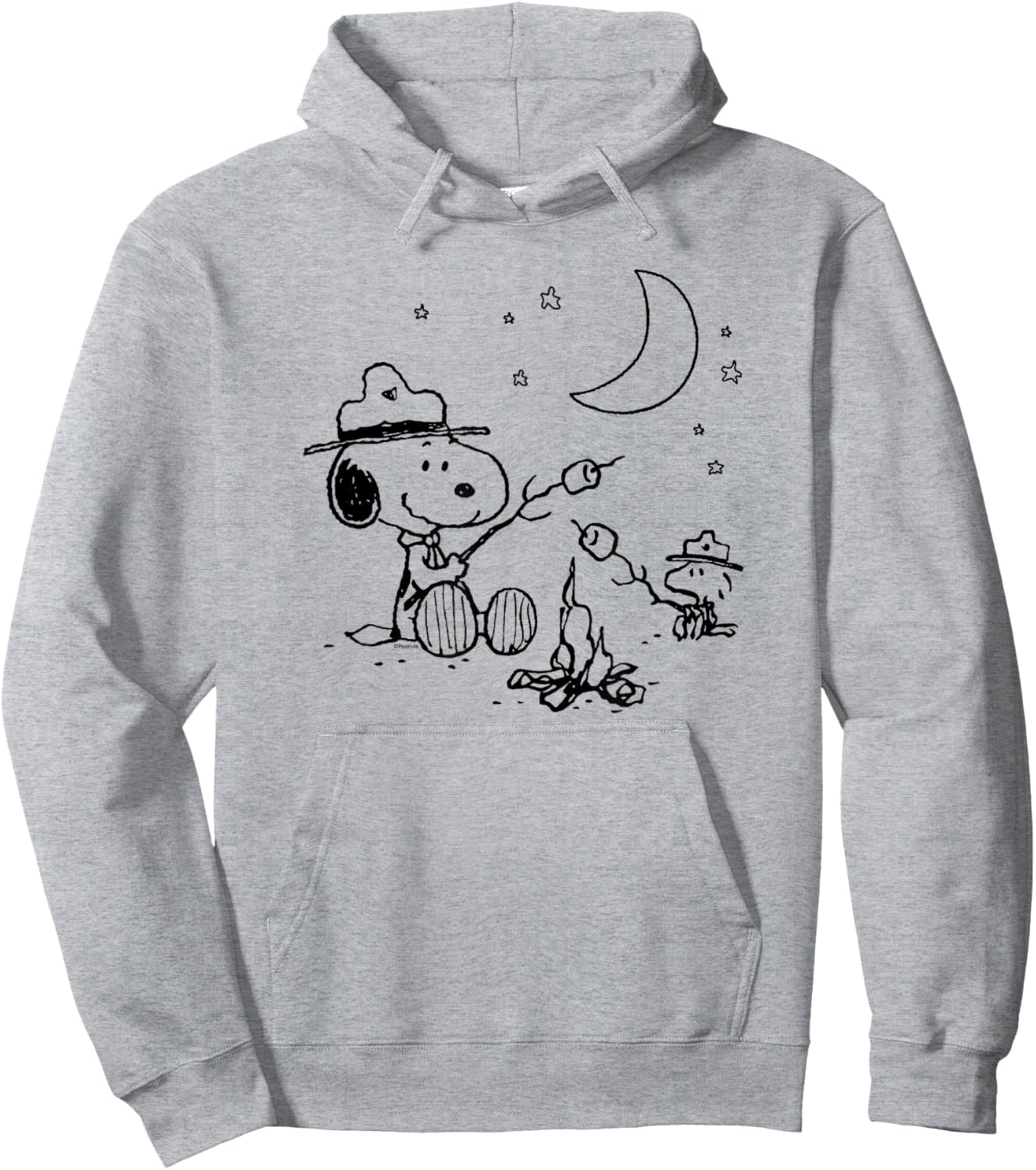 Peanuts - Snoopy and Woodstore Camping with Smores Hoodie - Hoodie | Ash