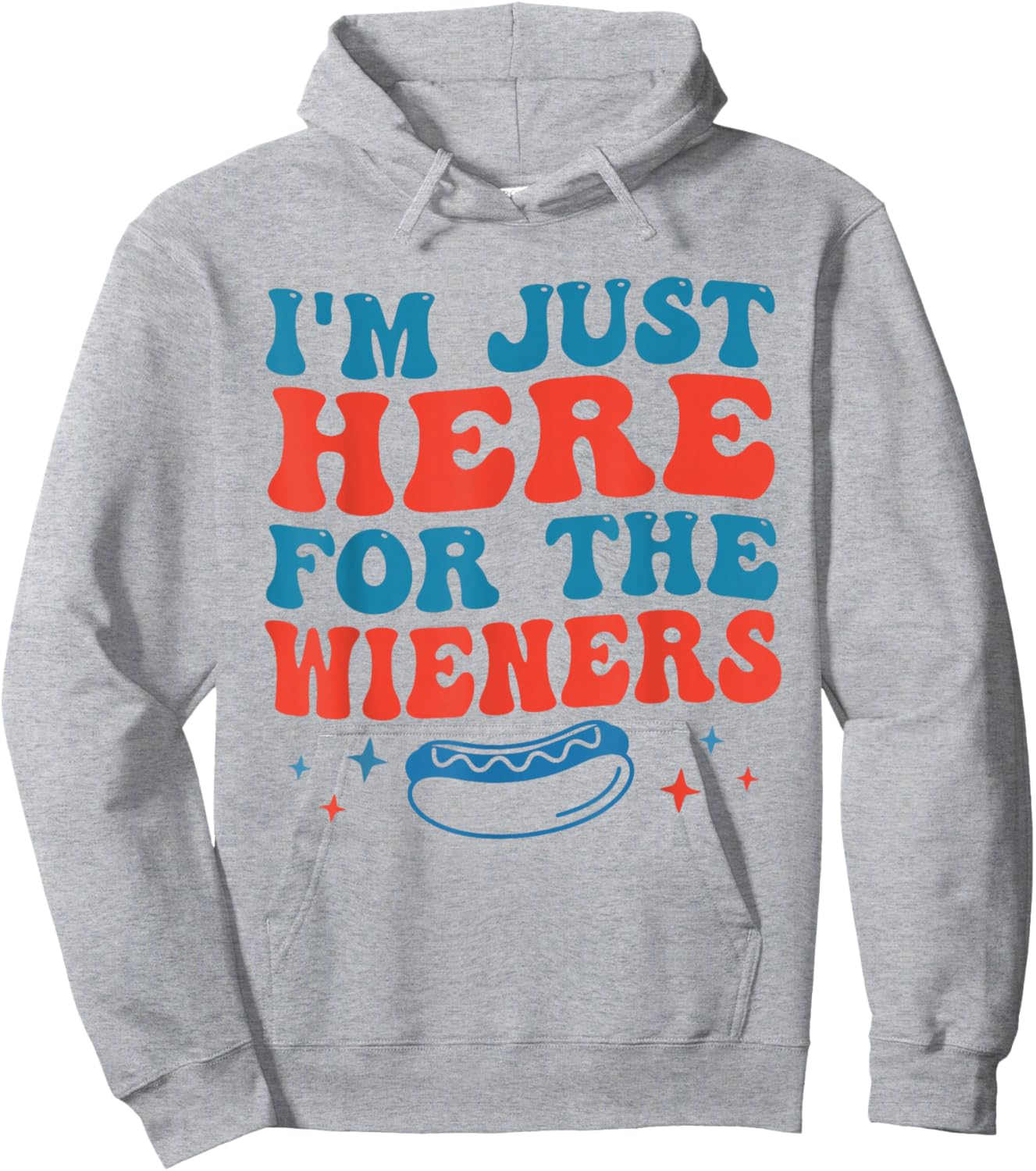 Groovy Hot Dog I'm Just Here for The Wieners 4th of July Hoodie - Hoodie | Ash