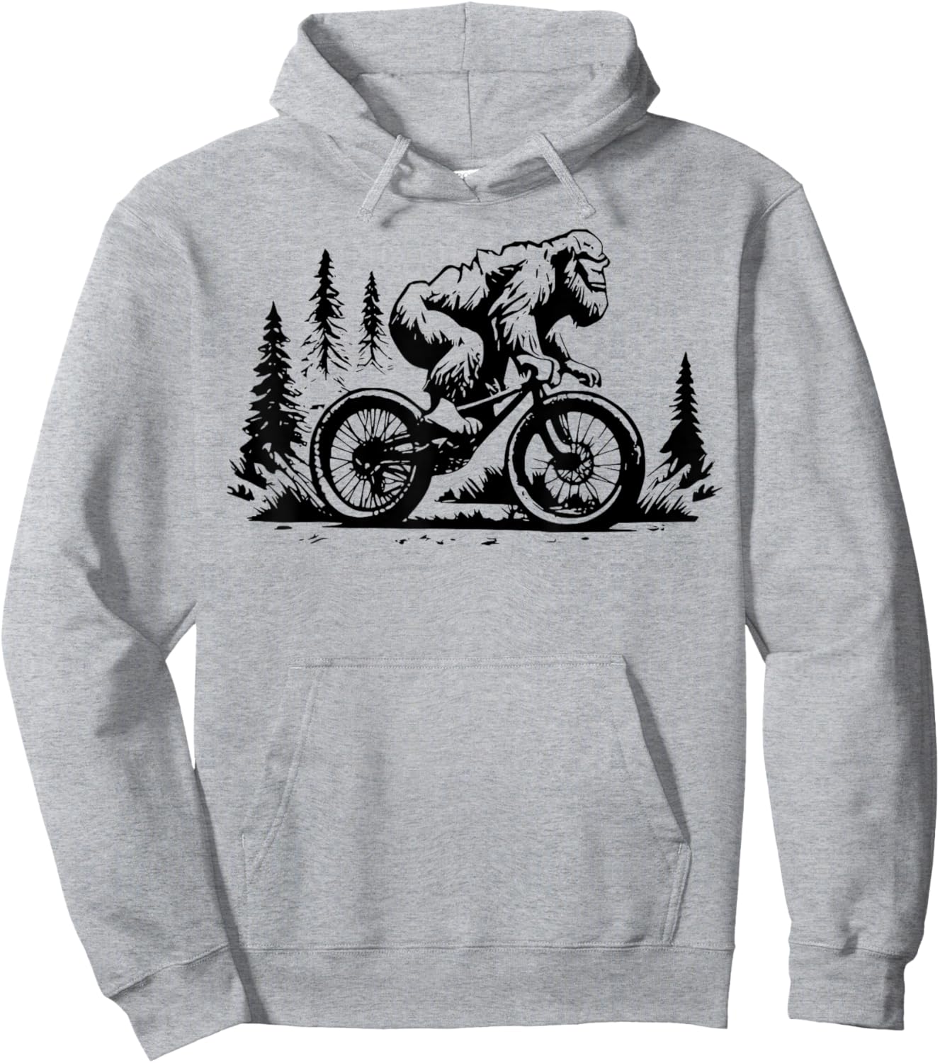 Sasquatch Bigfoot Mountain Biking FUNNY Bike Bicycle Nature Hoodie - Hoodie | Ash