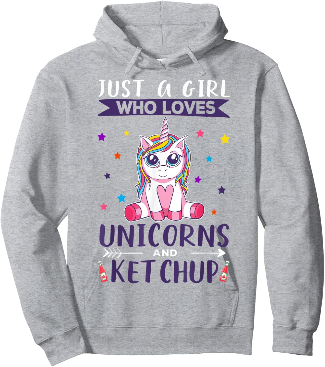 Just A Girl Who Loves Unicorns And Ketchup Unicorn Hoodie - Hoodie | Ash