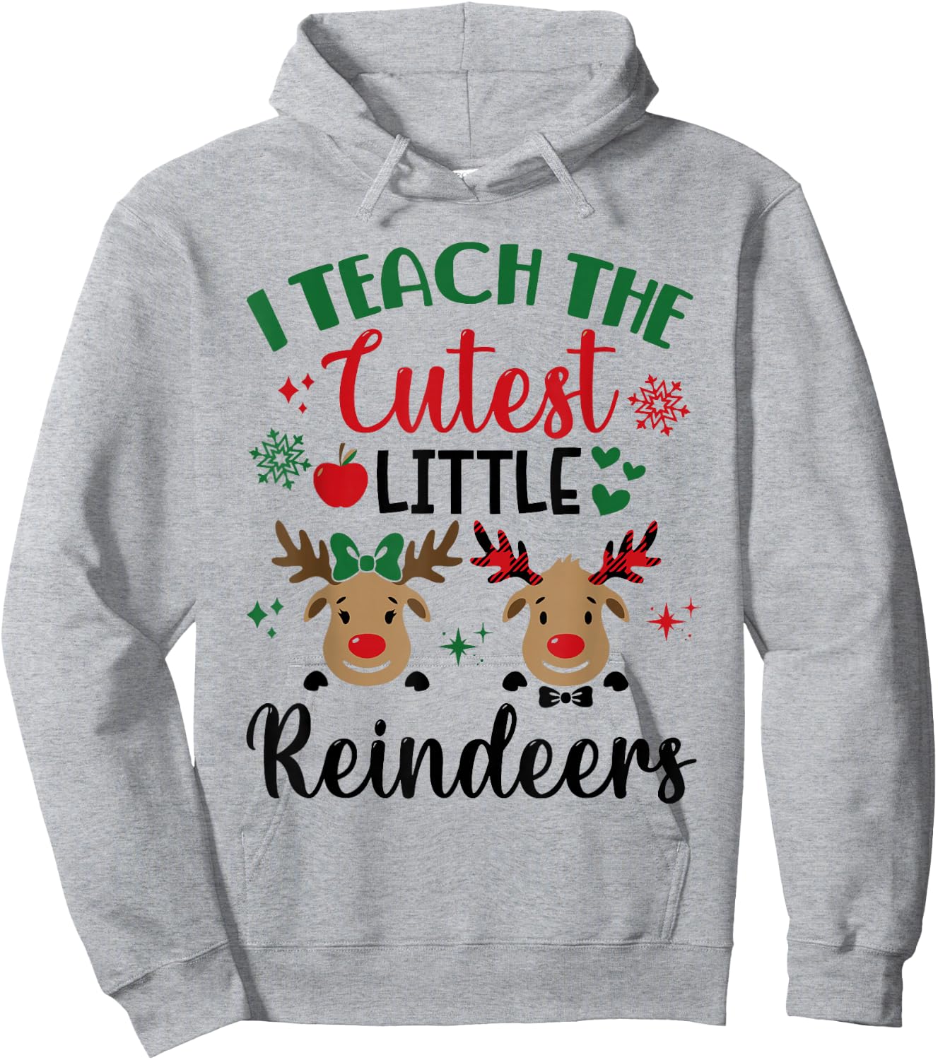 I Teach The Cutest Little Reindeers Teacher Christmas Xmas Hoodie - Hoodie | Ash