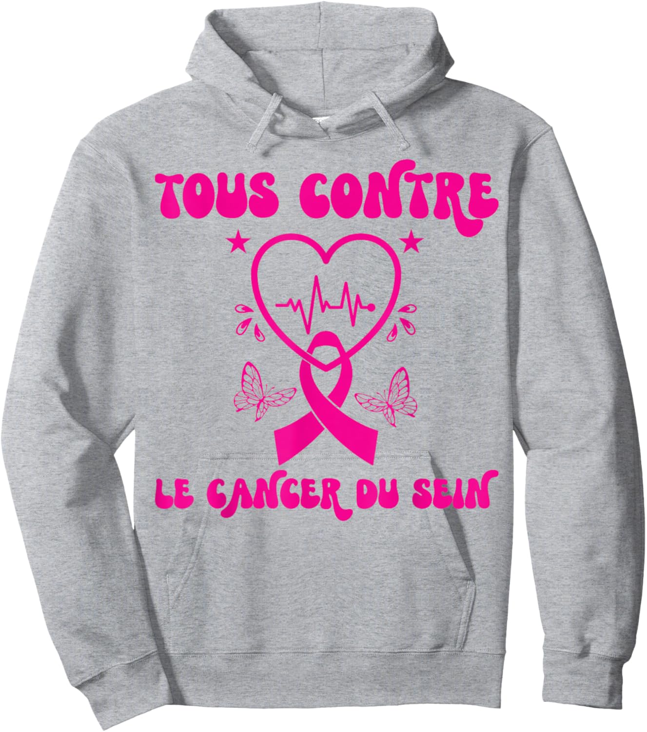 All Against Breast Cancer Awareness Month Ribbon , white, S Hoodie - Hoodie | Ash