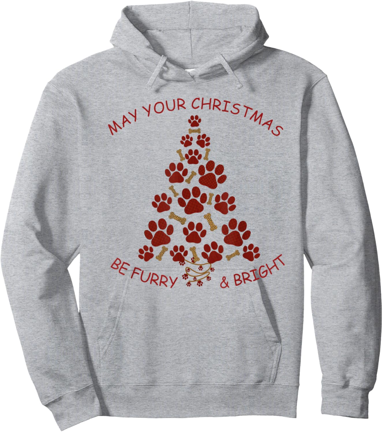 Furry & Bright, Dog Lovers Christmas Tree made of Dog Paws Hoodie - Hoodie | Ash