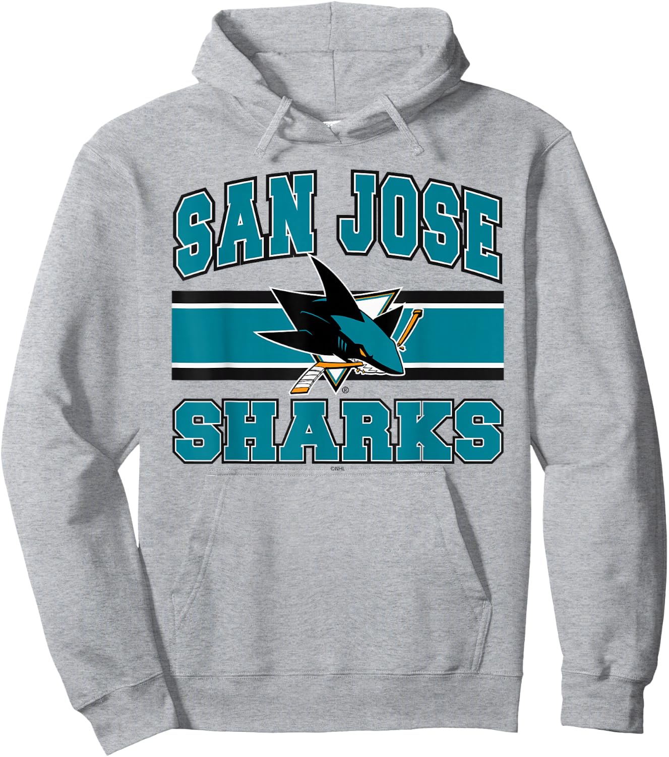 San Jose Sharks Stripe Gray Officially Licensed Hoodie - Hoodie | Ash