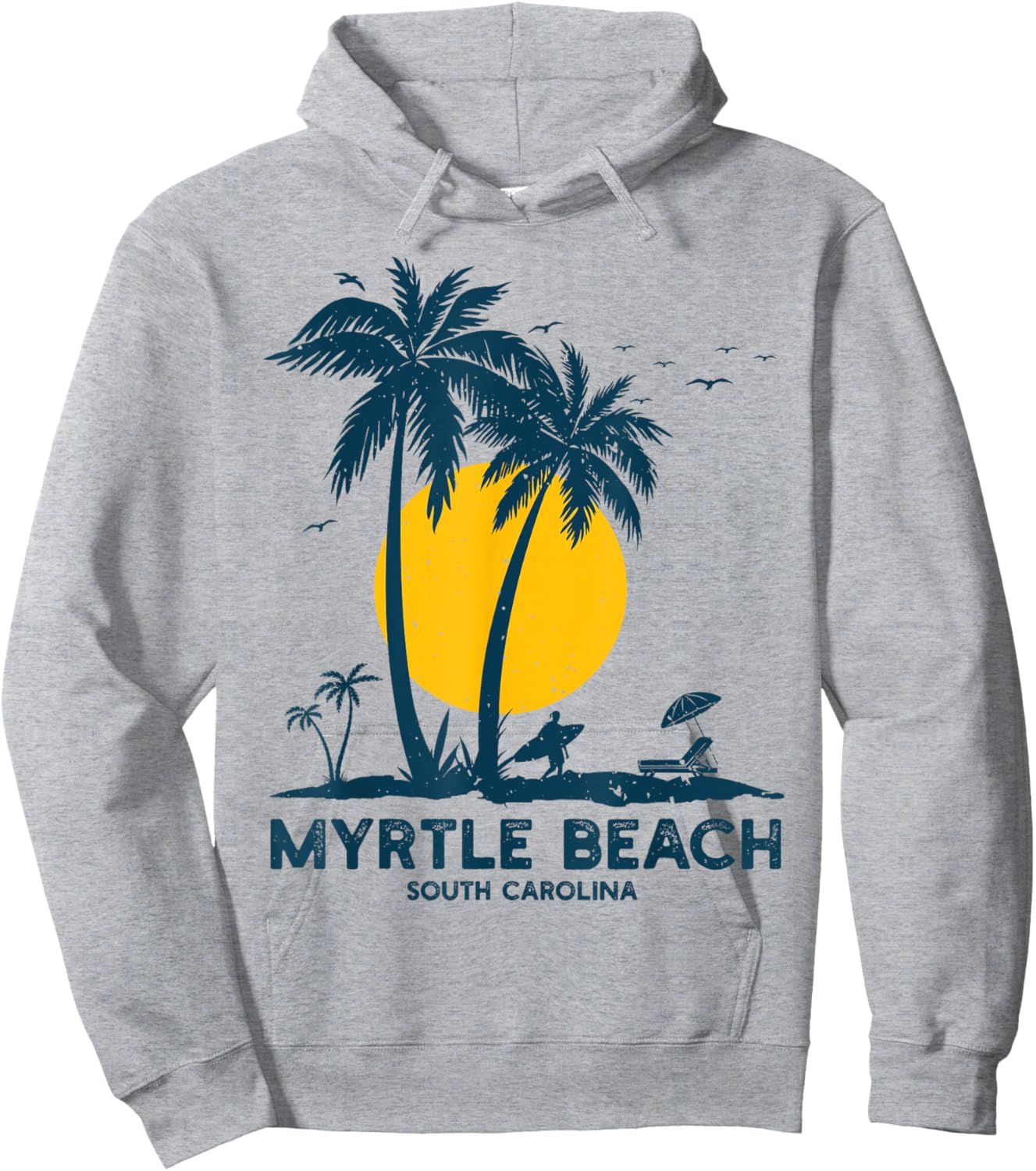 Family Vacation Retro Sunset South Carolina Myrtle Beach Hoodie - Hoodie | Ash