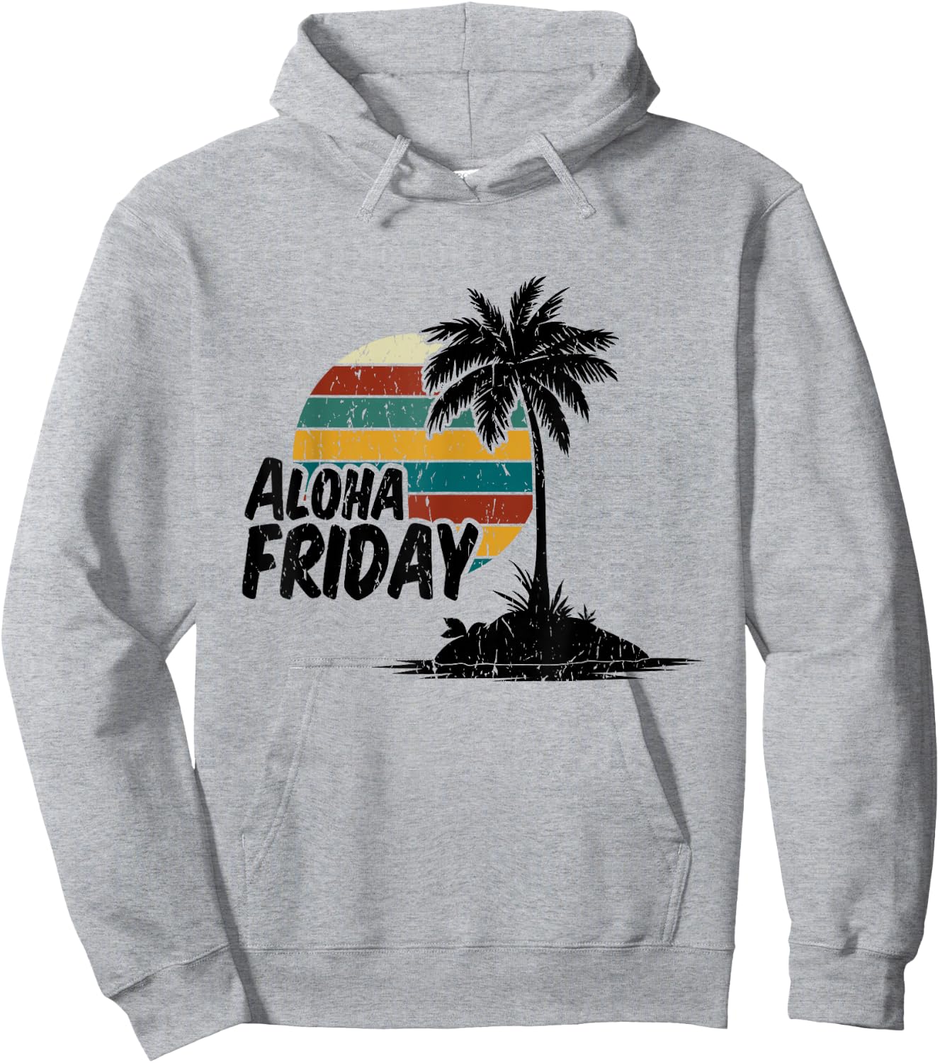 Aloha Friday Hawaiian Retro Sunset Summer Vintage Hoodie - Hoodie | Ash