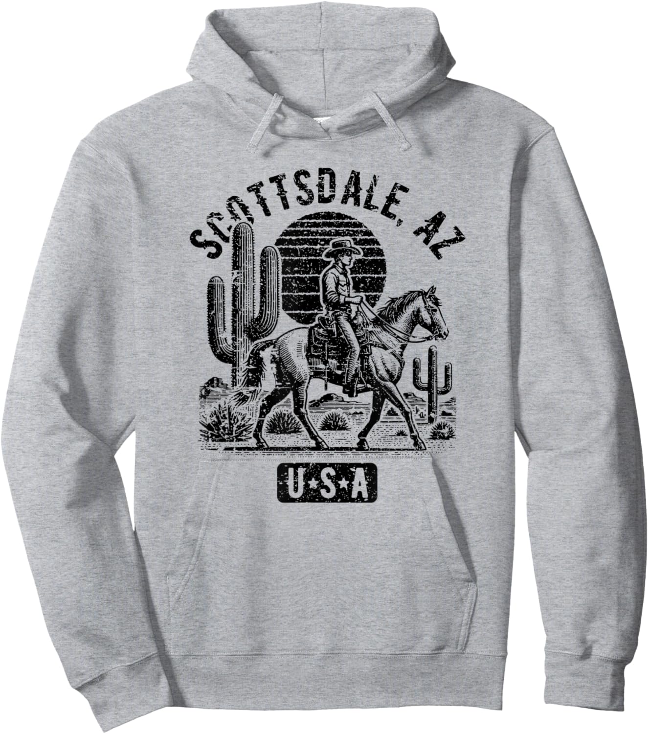 Scottsdale Arizona USA Cowboy Horse Vintage Style Design Hoodie - Hoodie | Ash